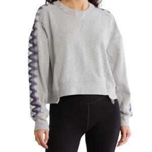FP Movement Feeling Wavy Intercept Cozy Sweatshirt Grey Purple Boxy Medium NWOT